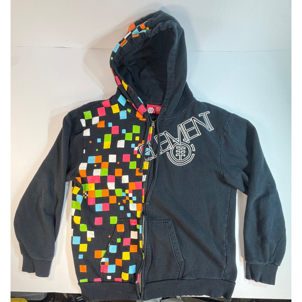 Element Skateboards Pixel Square Multi Color Full Zip Hoodie Black XL M6147P